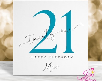 21st Birthday Card, Personalised 21st Birthday Card, Card for Him, Card for Her, Milestone Birthday Card, 21 Card, 21st Birthday