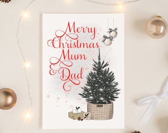 Mum & Dad Christmas Card, Christmas Card for Mum and Dad, Mum and Dad Xmas Card