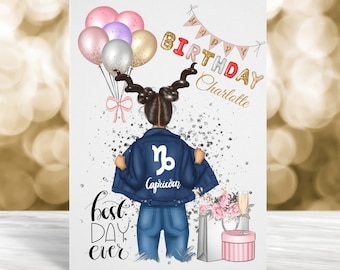 Capricorn Birthday Card, Personalised Birthday Card, Zodiac Birthday Card, Astrology Birthday Card, December Birthday Card, January Card