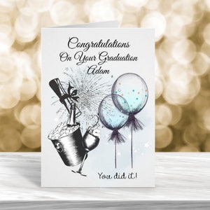 Tarjeta de graduación personalizada, lo hiciste, felicitaciones por tu graduación, tarjeta de felicitación, tarjeta bien hecha, tarjeta de graduación para él