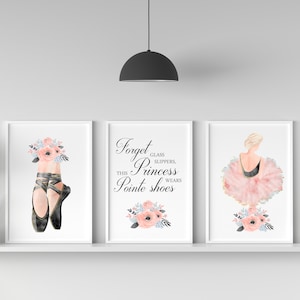 Set of 3 Ballet Prints, Ballet Print, Dance Prints, Quote Print, Home Decor, Wall Art, Set of 3 Prints