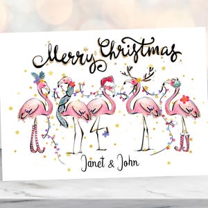 Flamingo Weihnachtskarte, Besondere Freund Weihnachtskarte, Weihnachtskarte für Freunde, Tropische Weihnachtskarte, schrullige Weihnachtskarte