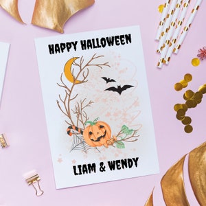 Tarjeta feliz de Halloween, tarjeta de Halloween, tarjeta linda de Halloween, tarjeta de truco o trato, tarjeta para Halloween, tarjeta de Halloween espeluznante
