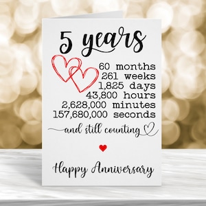 Biglietto per il 5° anniversario di matrimonio, Biglietto per il 5° anniversario, Biglietto per il 5° anniversario