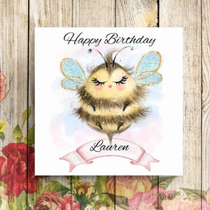 Cartão de aniversário personalizado de abelha, cartão de aniversário de abelha, cartão de aniversário de abelha, cartão para ela, cartão de filha, cartão de amigo, cartão de irmã