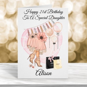 Carte personnalisée 21e anniversaire, carte 18e anniversaire, carte 16e anniversaire, carte d'anniversaire fille, carte d'anniversaire soeur, carte petite-fille