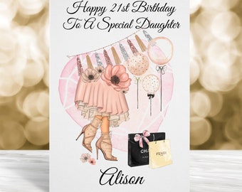 Personalised 21st Birthday Card, 18th Birthday Card, 16th Birthday Card, Daughter Birthday Card, Sister Birthday Card, Granddaughter Card