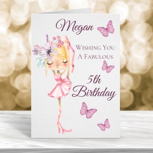 Carte personnalisée 5e anniversaire, carte d'anniversaire personnalisée, carte pour elle, carte 4e anniversaire, carte 6e anniversaire, carte d'anniversaire ballerine