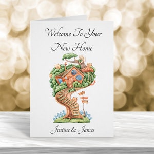 Gepersonaliseerde nieuwe huiskaart, nieuwe huiskaart, verhuiskaart, verhuiskaart, Inwijdingsfeestkaart, leuke Inwijdingsfeestkaart, Fantasy Home