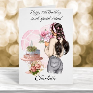 Carte personnalisée 16e anniversaire, carte 18e anniversaire, carte 21e anniversaire, carte d'anniversaire fille, carte d'anniversaire soeur, carte petite-fille