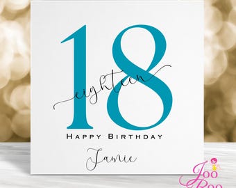 18th Birthday Card, Personalised 18th Birthday Card, Card for Him, Card for Her, Milestone Birthday Card, 18 Card, 18th Birthday