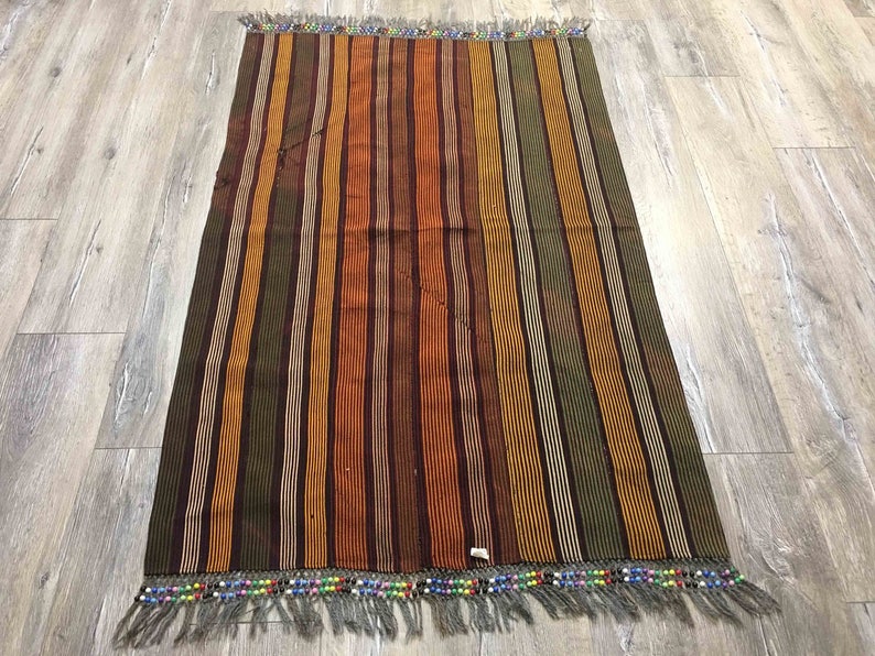 Antique Kilim Rug Thin Rug Kilim Belt Rug 3x5 Striped Kilim Etsy