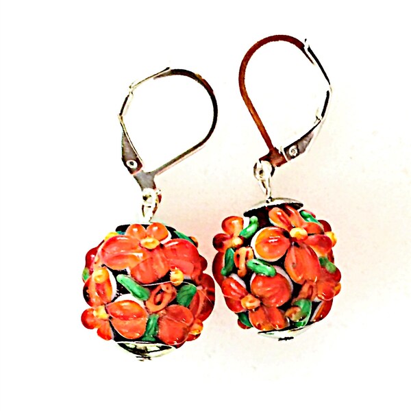 Red Ball Earrings Etsy