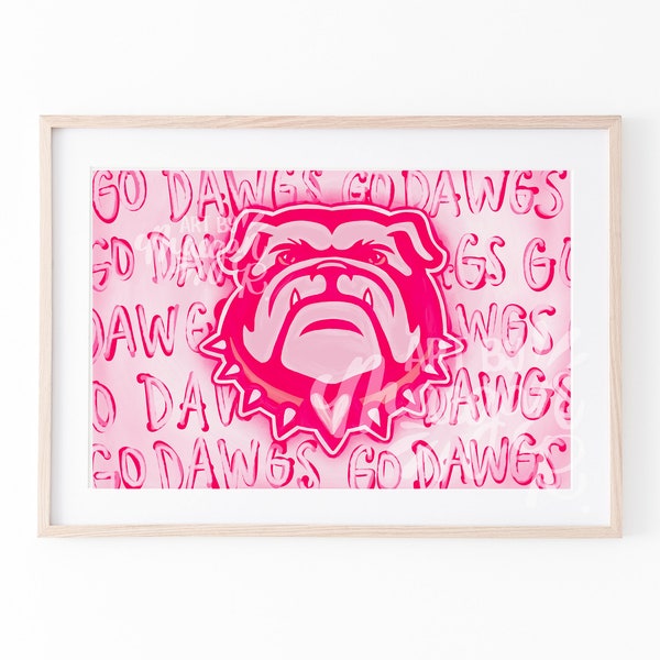 Université de Géorgie Go Dawgs Graffiti Bulldog Poster - Wall Art - Téléchargement numérique
