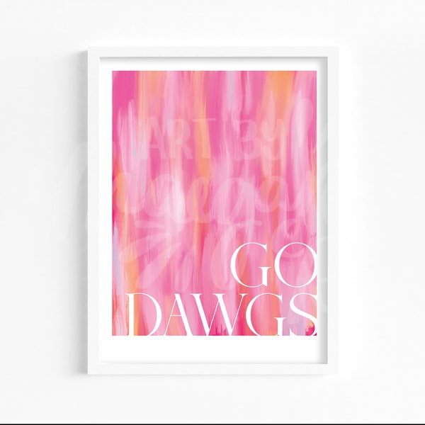 Université de Géorgie Go Dawgs Poster en rose - Téléchargement numérique