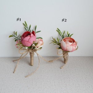 Blush boutonniere boda rosa boutonniere novio boutonhole bebé boutonniere Blush boda boutonniere