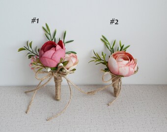 Blush boutonniere Wedding Pink boutonniere Groom boutonhole Baby boutonniere Blush wedding boutonniere
