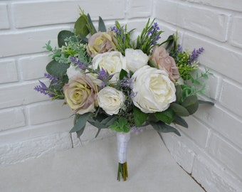 Bouquet lavande blanche lilas blanc Verdure bouquet de mariée mariage bouquet de demoiselles d'honneur bouquet de mariage lavande