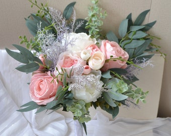 Dusty pink Eucalyptus Faux bouquet Bridal bouquet Boho Wedding Accessories flowers