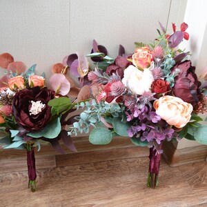 Herbst Brautstrauß Orange faux Bouquet Boho Bouquet Brautjungfer Bouquet Rust Teracota Bouquet kleine Hochzeit Bouquet