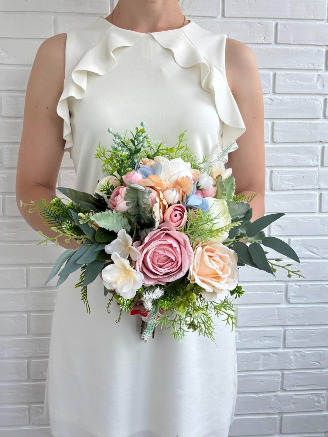 Wildflower Bouquet Yellow Pink Blue Bridal Bouquet Pastel Flowers ...
