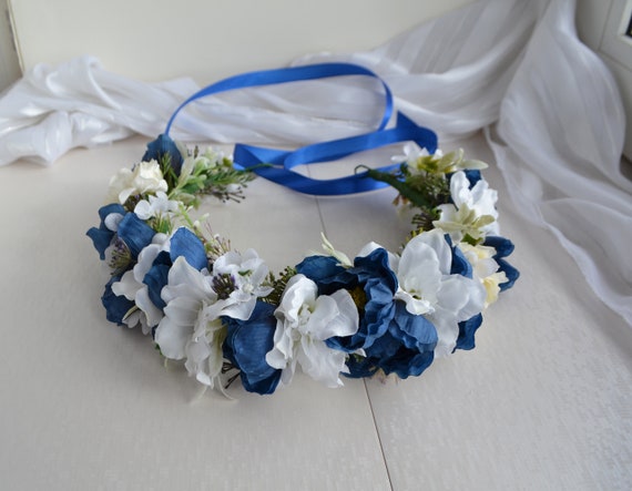 blue flower headpiece