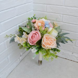 Wildflower Bouquet Yellow Pink Blue Bridal Bouquet Pastel Flowers ...