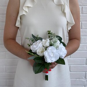 Small White Bouquet Boho Bridesmaids bouquet Wedding Eucalyptus Rope Bridal Small bouquet Classic rose bridal bouquet Peony bouquet