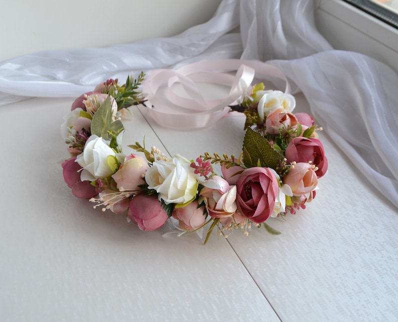 Mommy and me Flower crown Set Blush pink Ivory Floral crown Kids flower crown Baby Headpiece Girl Wedding Hairpiece