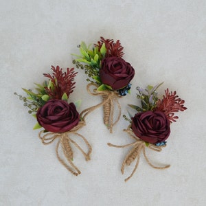 Burgundy blue boutonniere Burgundy Navy Wrist Corsage Wedding set Boutonniere Groom Flower Boutonniere Navy Blue Burgundy Wrist corsage