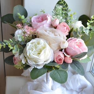 Pink white bouquet Wedding Boho bouquet Bridal bouquet Peony flowers wedding Bridal wedding accessories