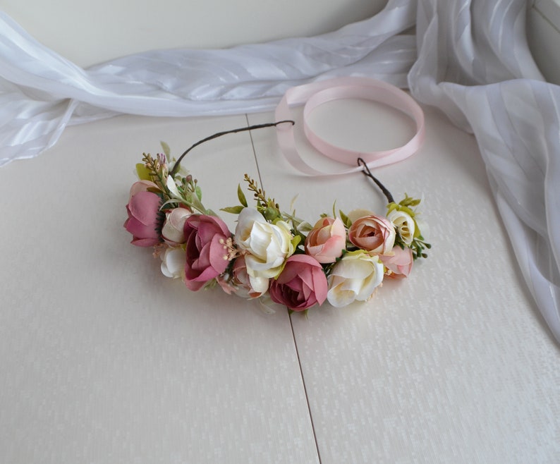 Mommy and me Flower crown Set Blush pink Ivory Floral crown Kids flower crown Baby Headpiece Girl Wedding Hairpiece