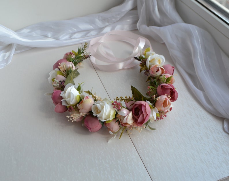 Mommy and me Flower crown Set Blush pink Ivory Floral crown Kids flower crown Baby Headpiece Girl Wedding Hairpiece