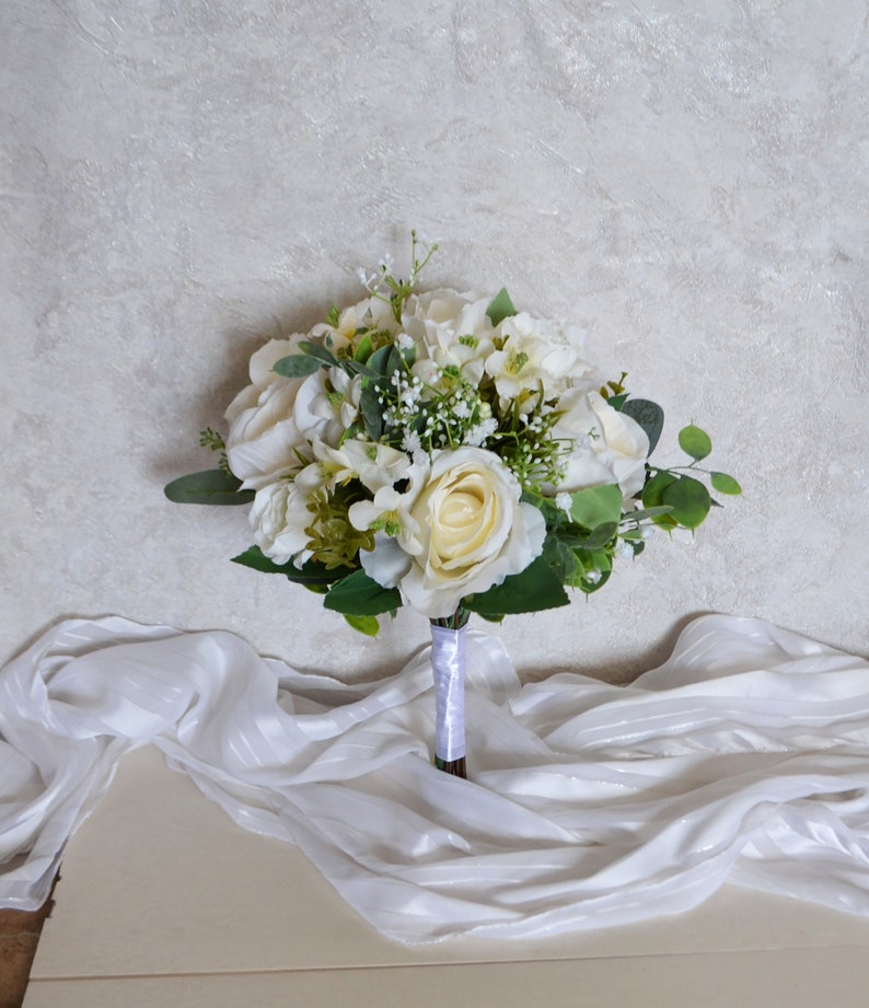 White Bridal Bouquet Ivory Faux Bouquet Wedding Faux Bouquet Etsy