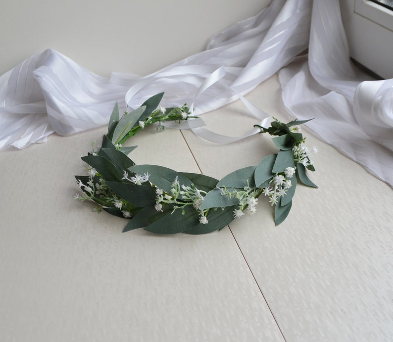 Eucalyptus Flower Crown Baby Breath Floral Headpiece Greenery Etsy