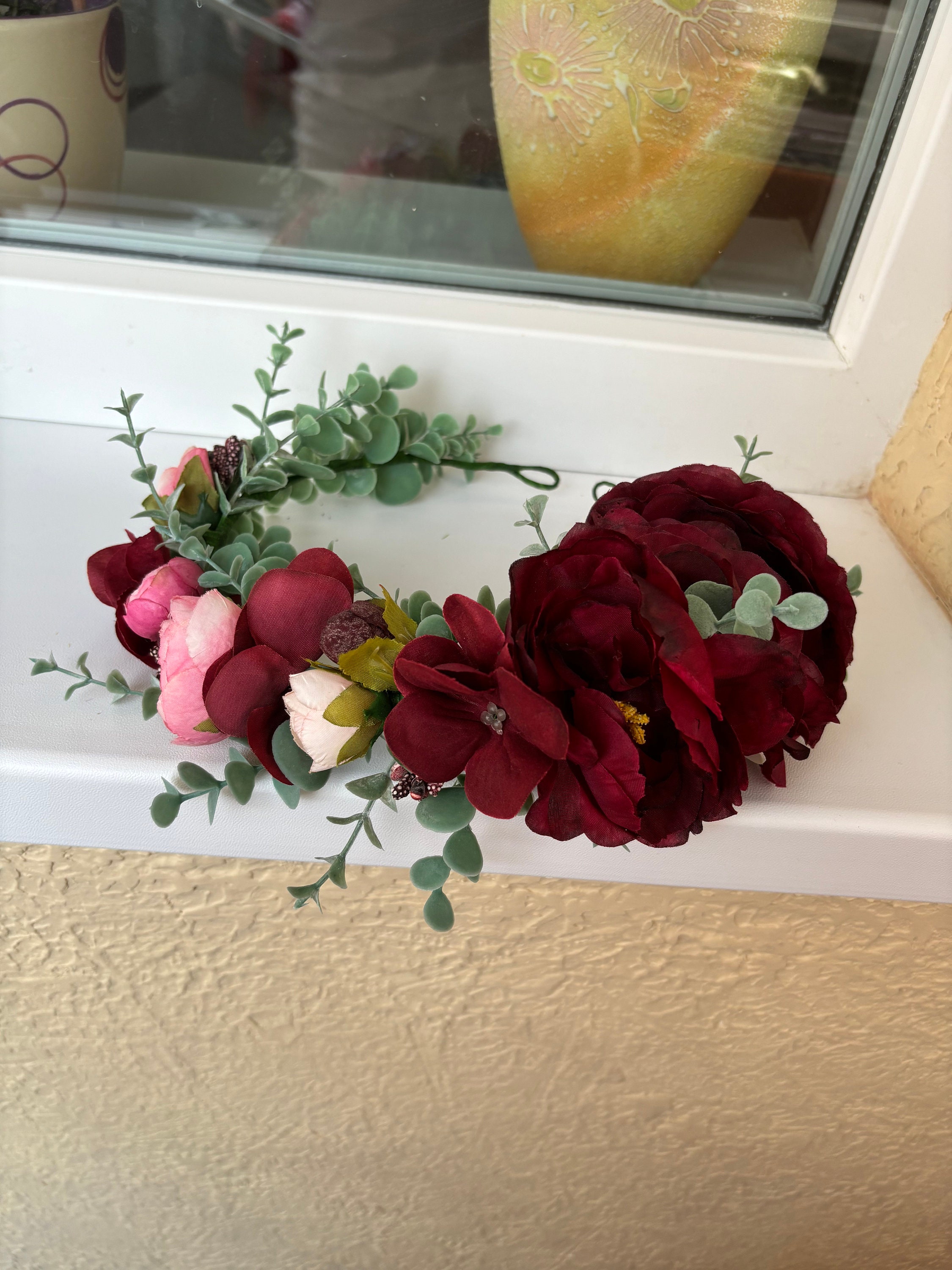 Deep Red Flower Crown - Etsy display picture 1