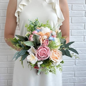 Pastel faux bouquet Wedding bouquet Summer wedding bouquet Bridal boho bouquet Wedding accessories Faux wedding flowers