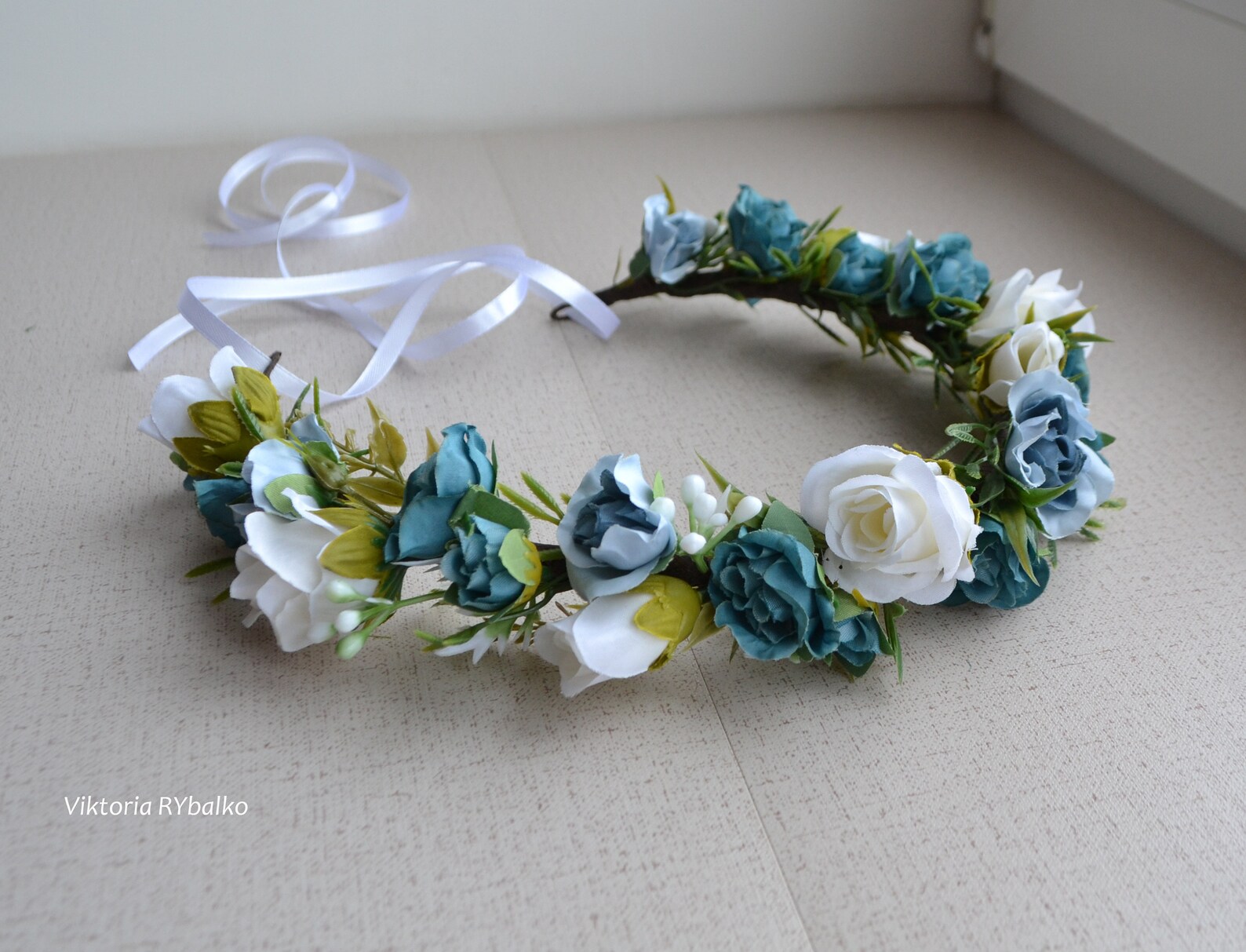 Dusty Blue Flower Crown Floral Crown Boho Blue Rose Flower Etsy