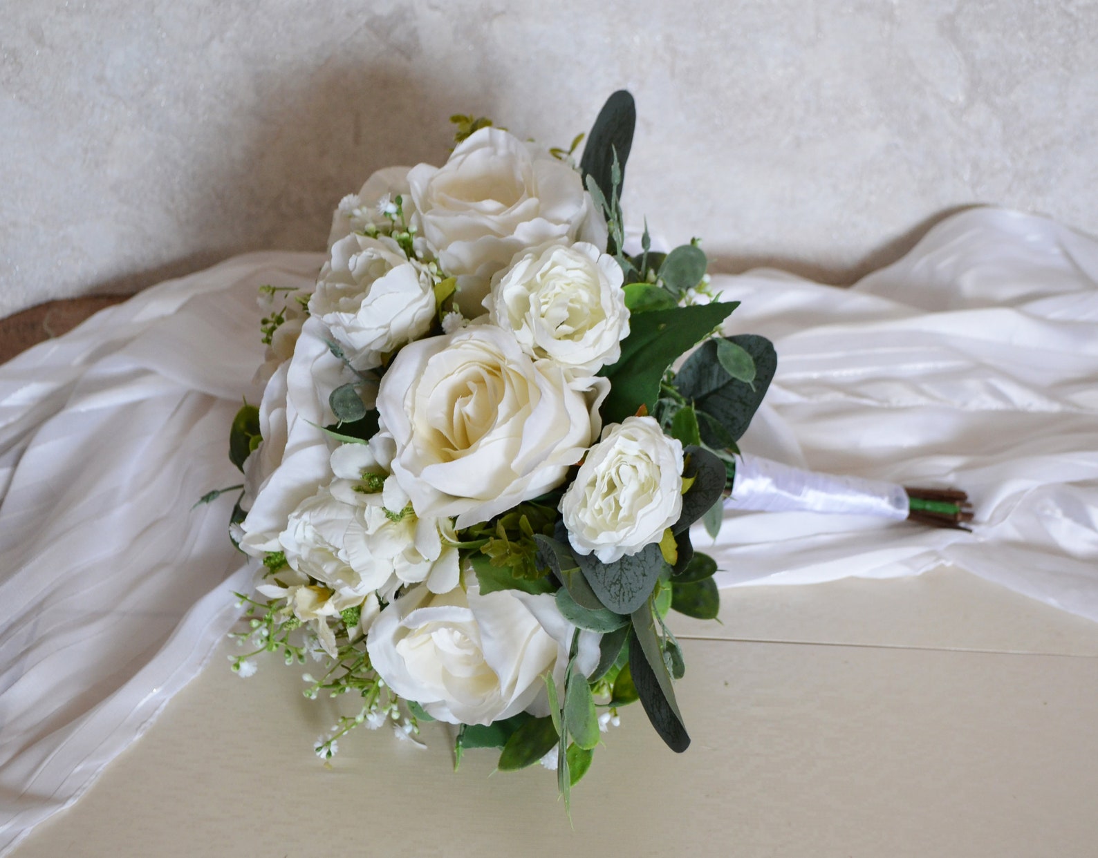 White Bridal Bouquet Ivory Faux Bouquet Wedding Faux Bouquet Etsy