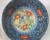 Japanese Juzan-gama Imari Bluebird Rice Bowl