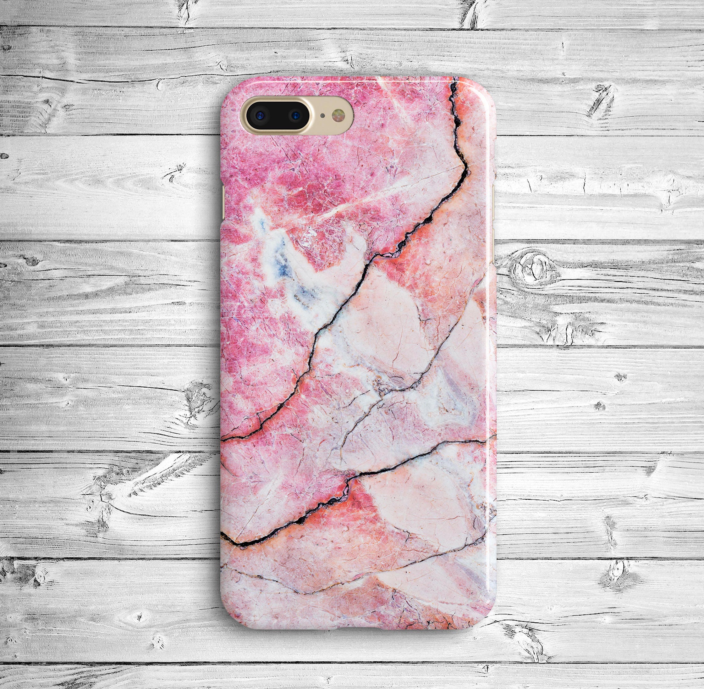 Pink Cracked Marble iPhone 7 Plus Case iPhone 11 Pro Plastic Etsy