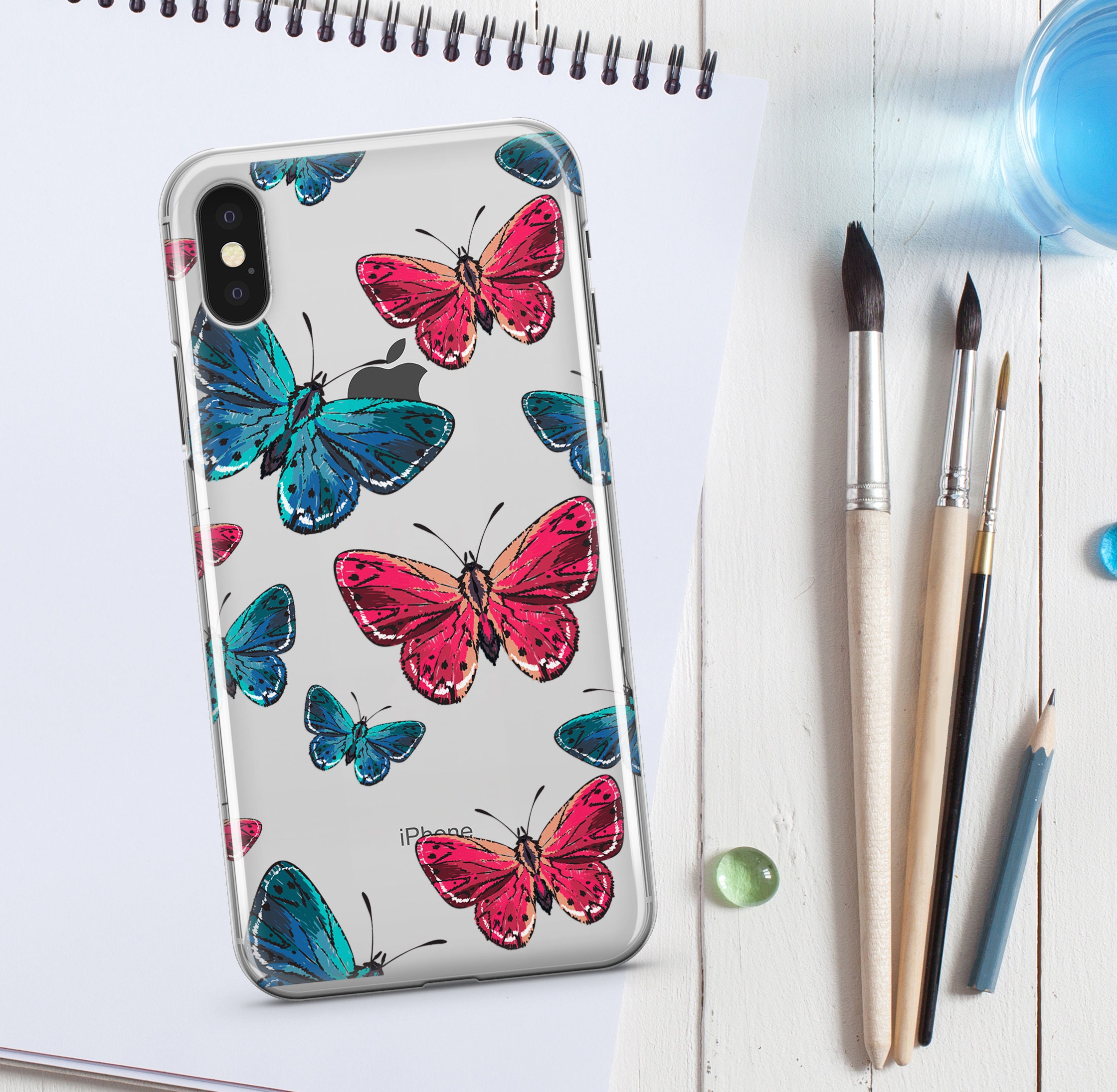 Blue Pink Butterflies iPhone X 11 Xr Case iPhone Xs Max 8 Plus Etsy