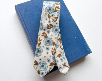 Mens Last Bloom Blue Floral Easter Necktie/ Boys and Baby Matching Ties