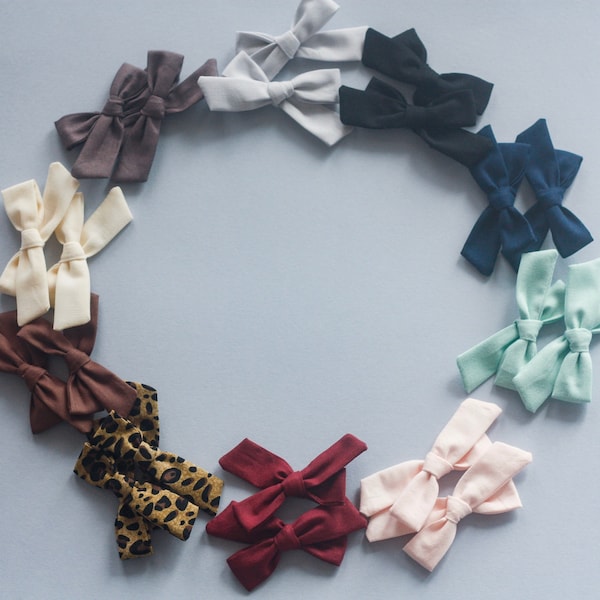 Neutral Colored Mini Pigtail Bows | Pigtail Clip Sets | Newborn Baby Bows