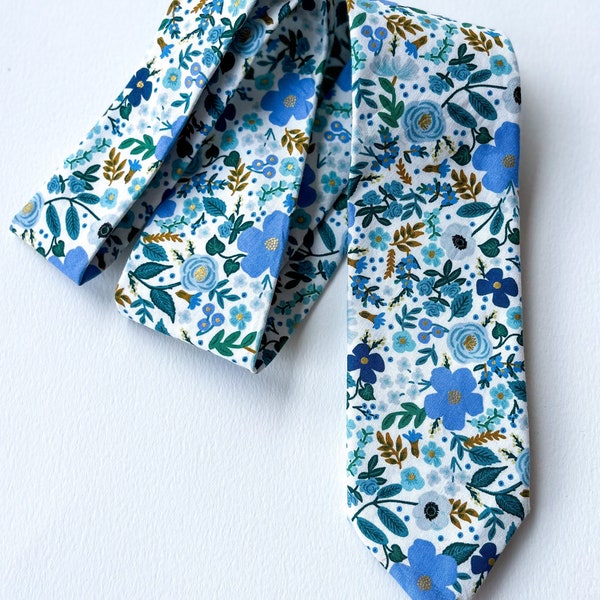 Blue Floral Rifle Paper Co Toes for Men and Boys/ Blue Floral Necktie Daddy and Me/ Fathers Day Tie