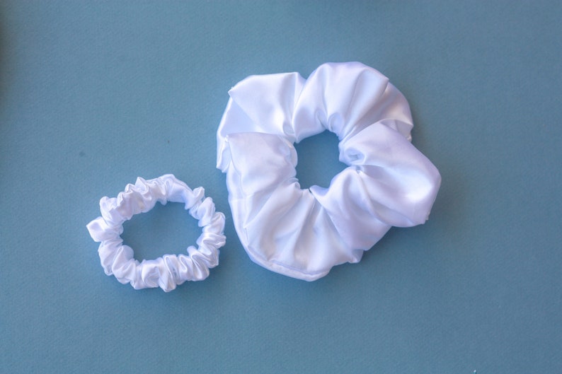 Large Satin Silk Scrunchie Hair Ties/ Neutral Silky Hair Elastics zdjęcie 4