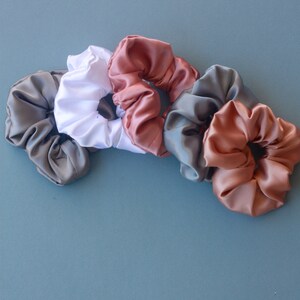 Large Satin Silk Scrunchie Hair Ties/ Neutral Silky Hair Elastics image 2