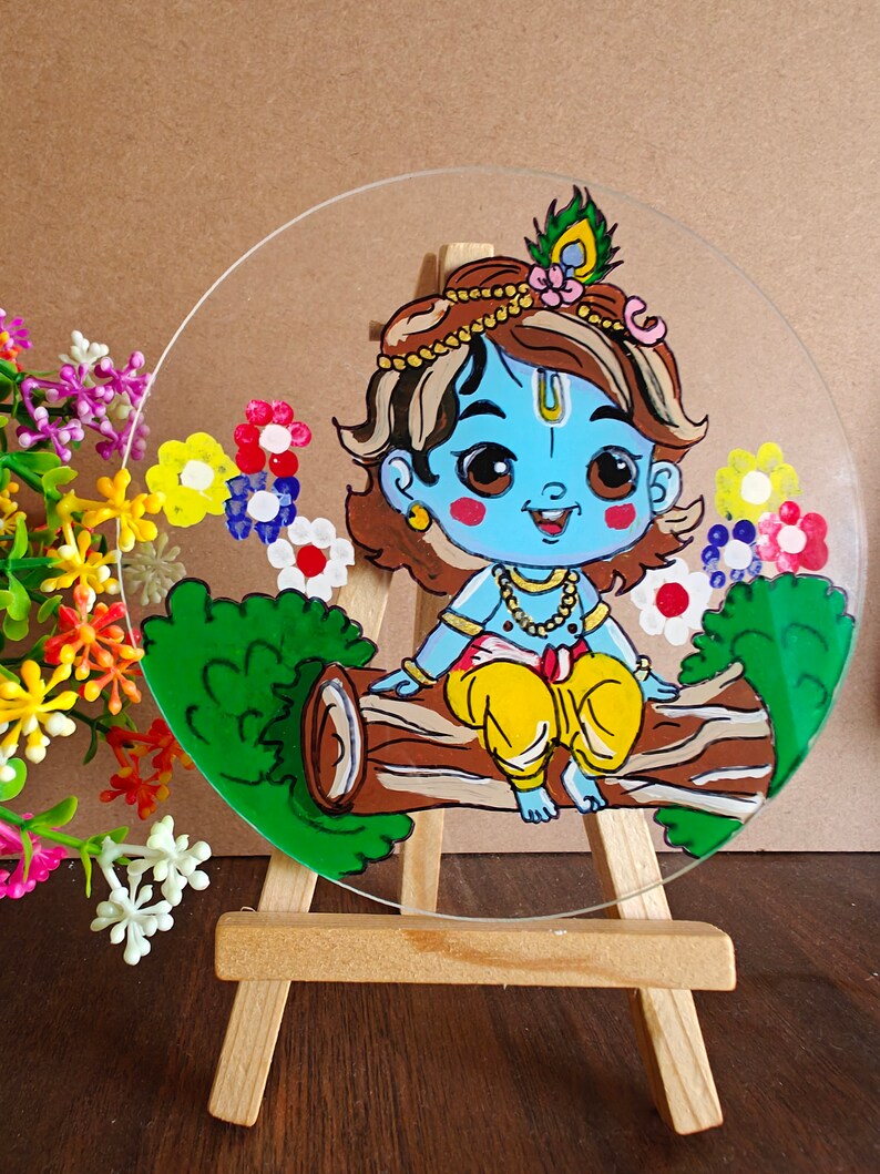 Radha Krishna Glass Painting on Acrylic Sheet - Etsy