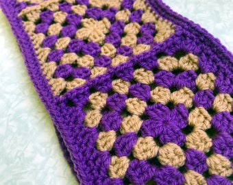 Hair band with crochet wool tiles, Warm purple and beige hair band, Hair band, Hair accessories