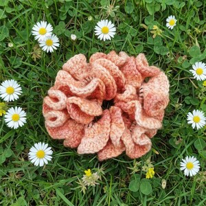 Scrunchie cotone all'uncinetto Arancio sfumato, Elastico per capelli, Nastro per capelli uncinetto, Fascia per capelli, Festa di Halloween